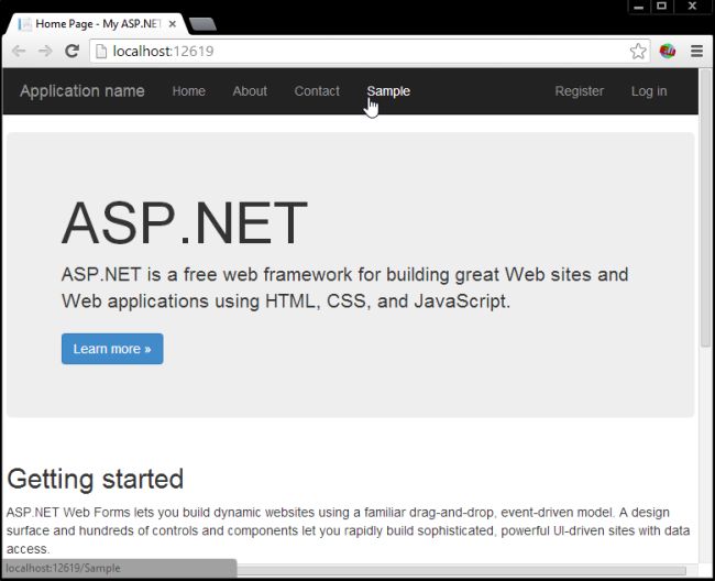 WebForms Application Home Page